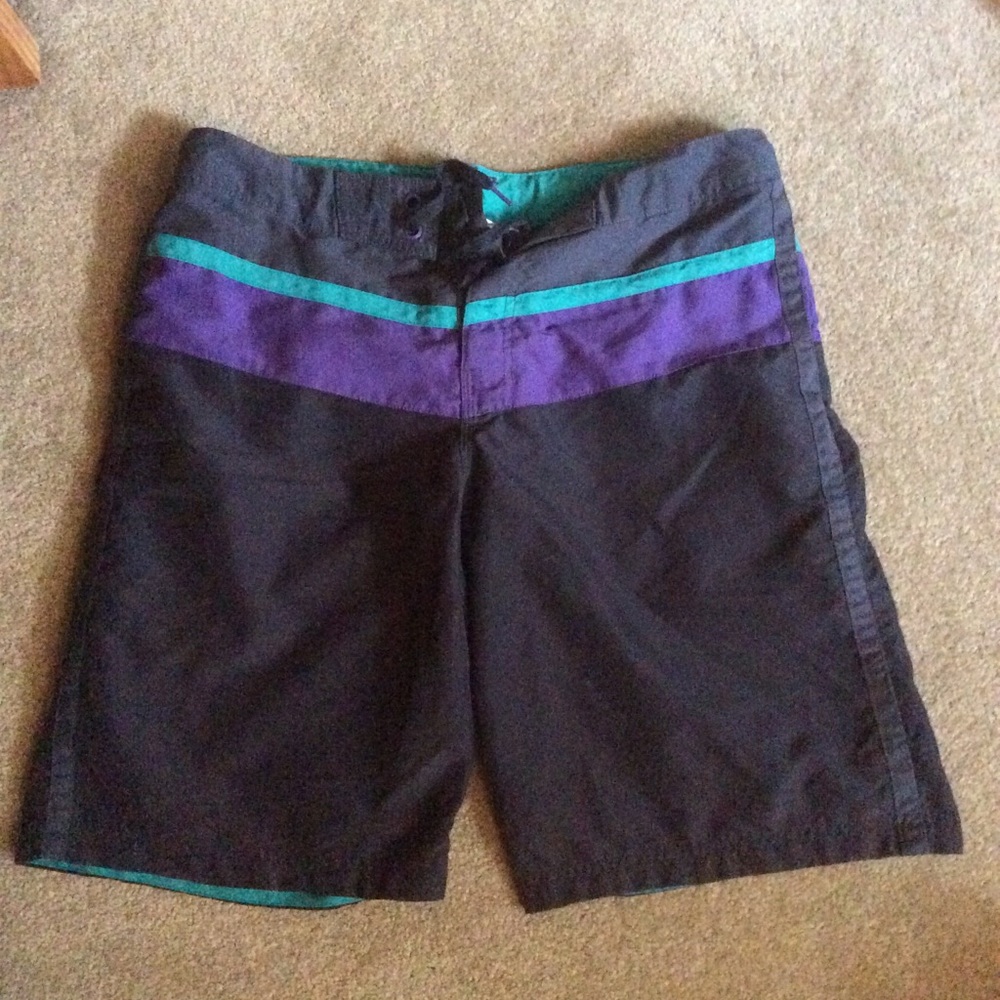 Black/Purple & Aqua Speedo Swim Shorts